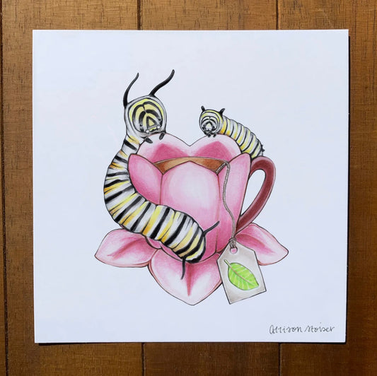 Teacup Monarch Caterpillar Print (5" x 5")