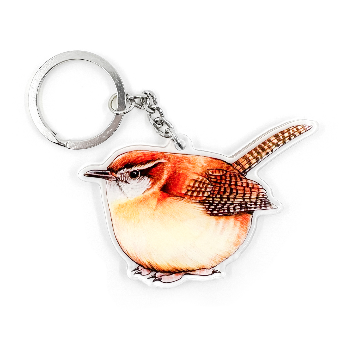 A keychain featuring an illustration of a raccoon