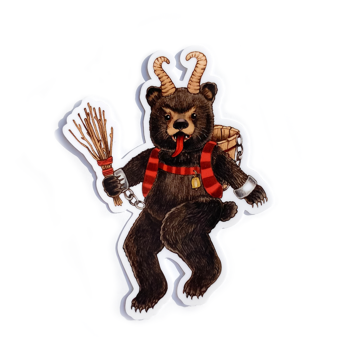 Krampus Bear Weatherproof Vinyl Sticker Allison Stoiser Art
