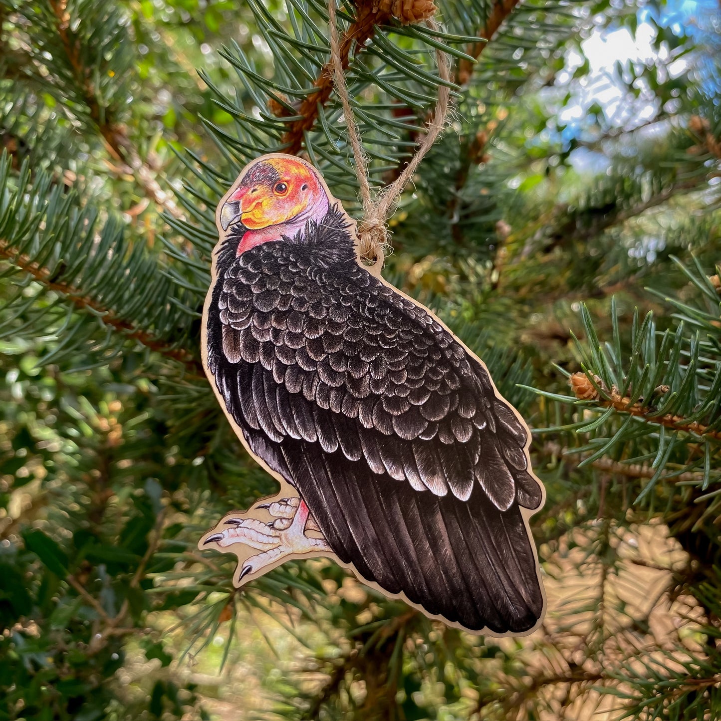 California condor wood print ornament