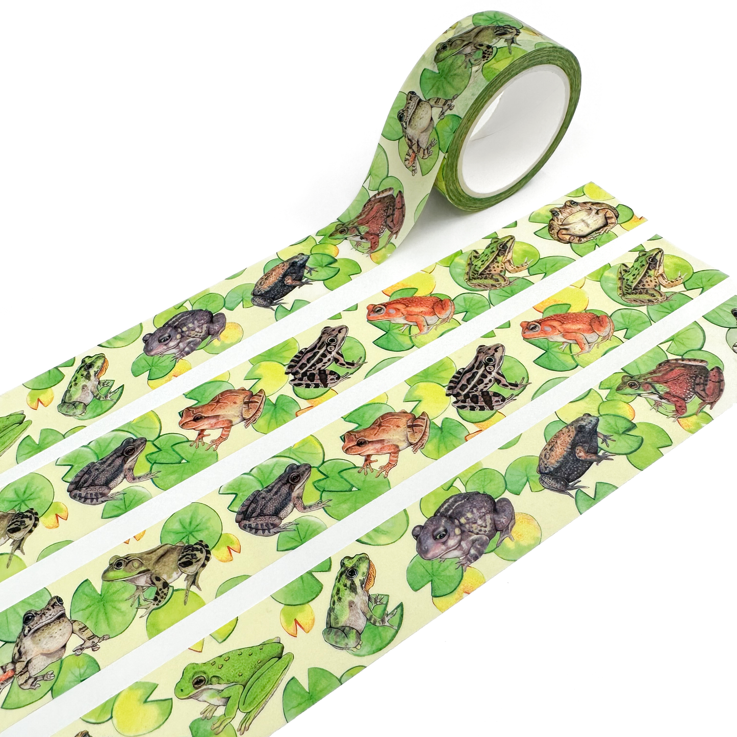 A notebook swatched with frog and toad washi tape