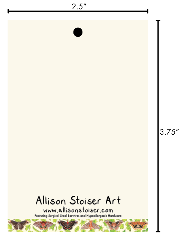 An image showing the dimensions of earring backing cards