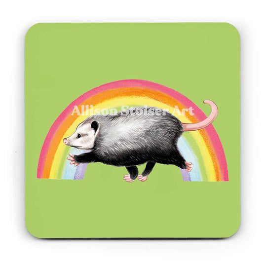 Rainbow Razzle Dazzle Opossum Coaster