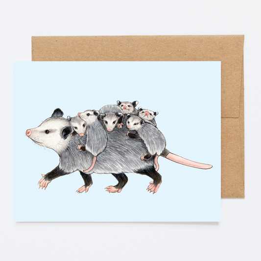 Mom Opossum with Babies Greeting Card