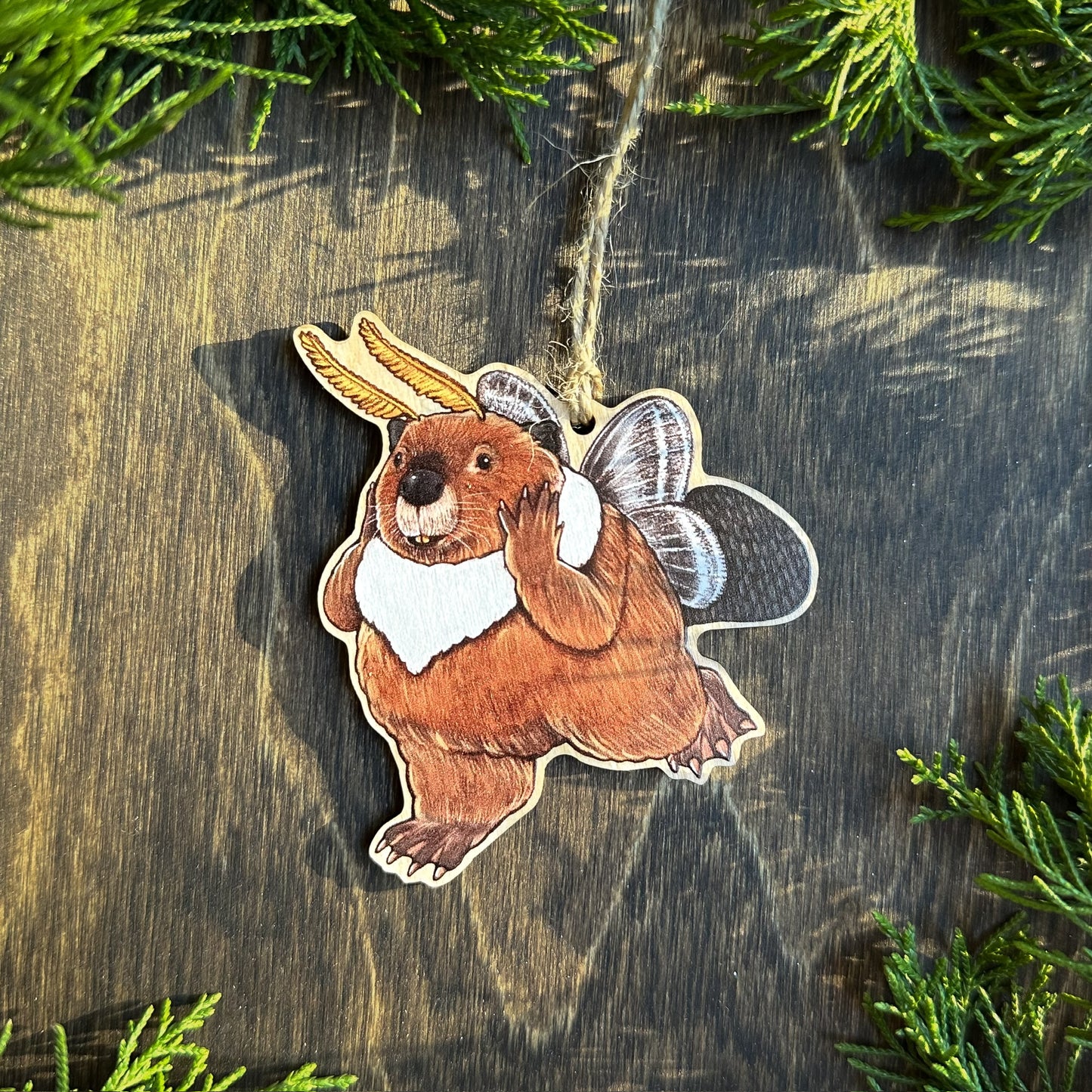 Tolype moth beaver wood print ornament