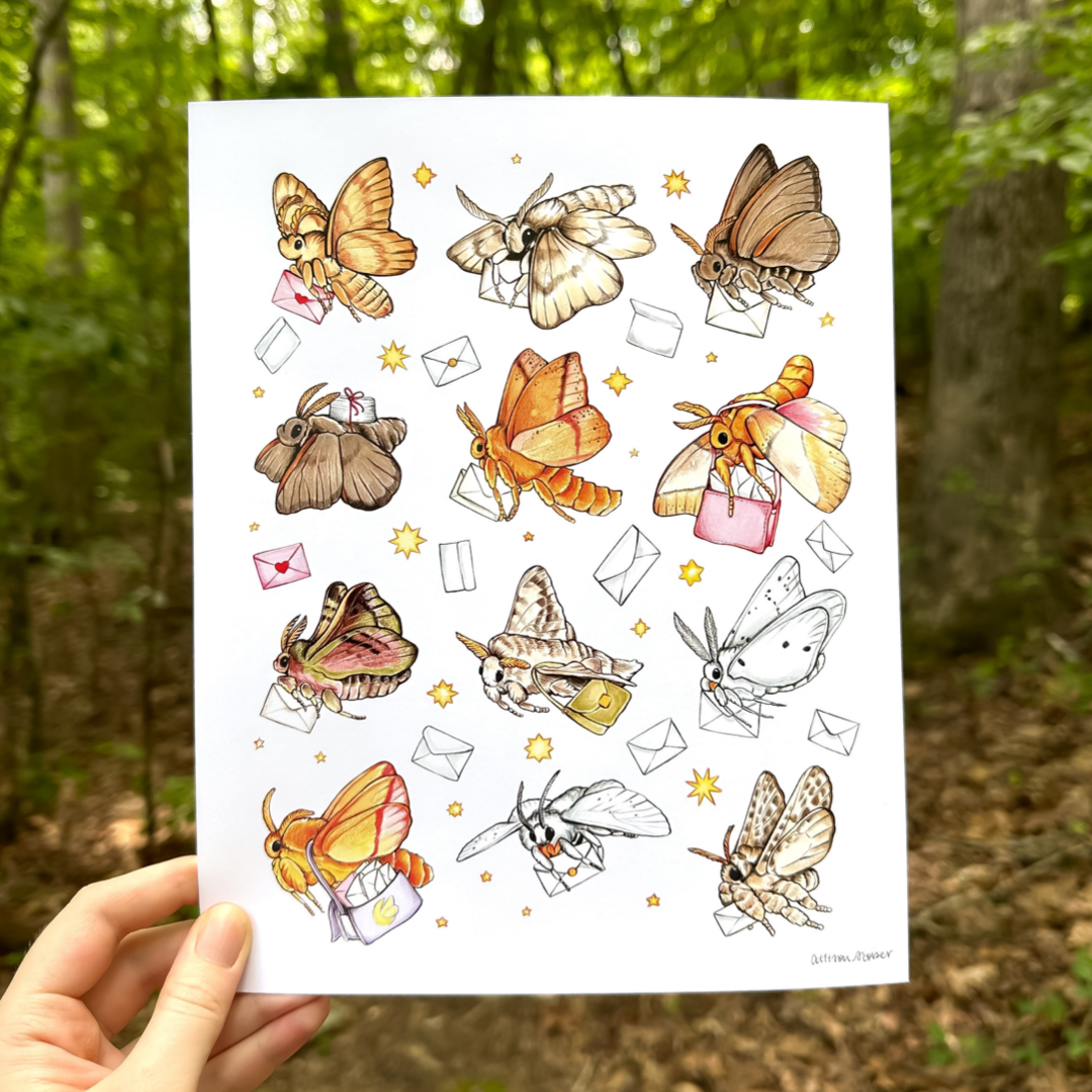 Mail Moths Print on White (8"x10")