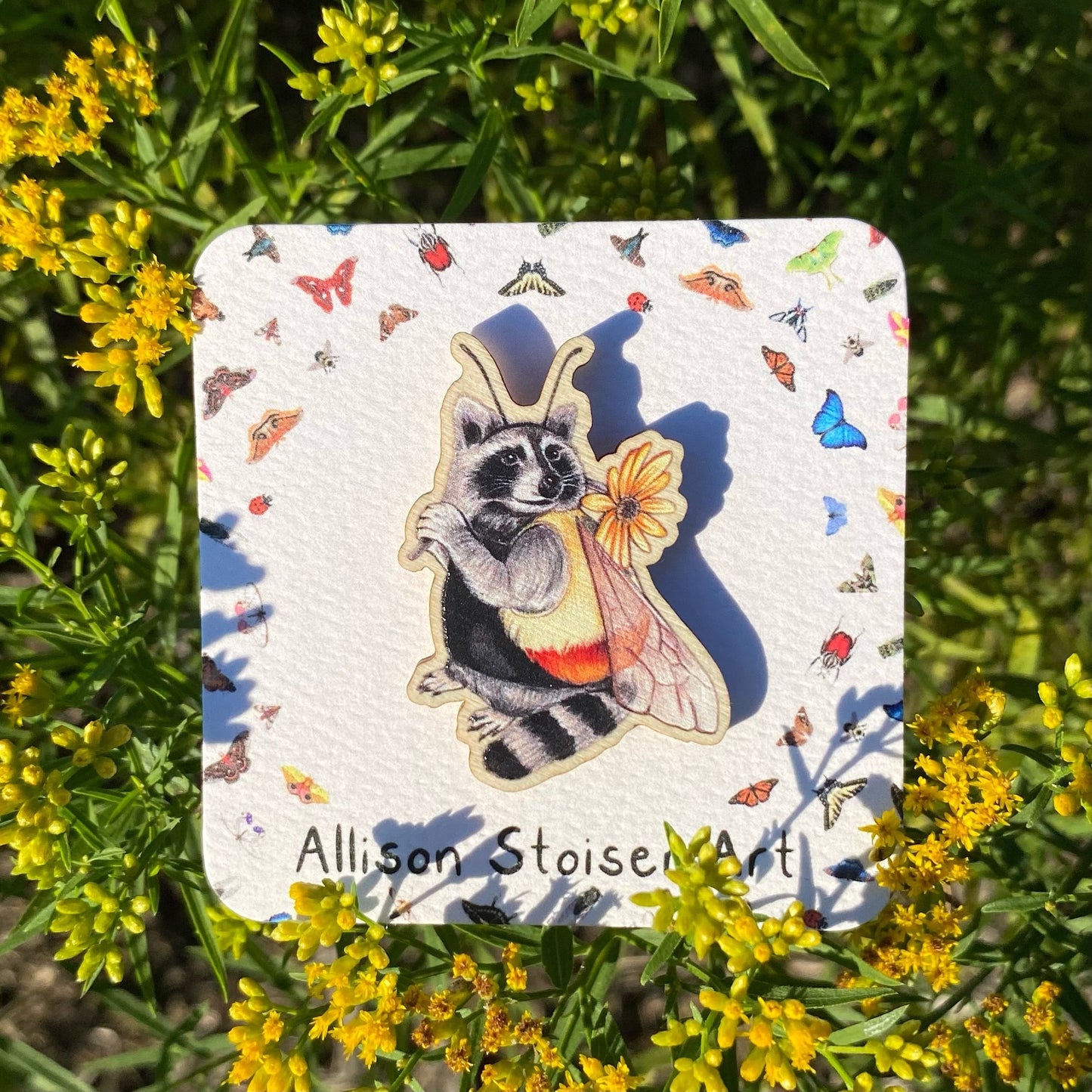 Bumble Bee Raccoon Pin