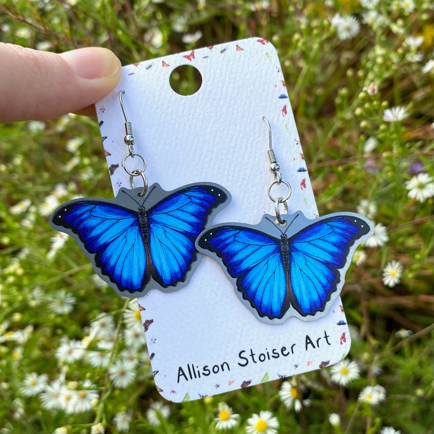 Metal Morpho Menelaus Earrings