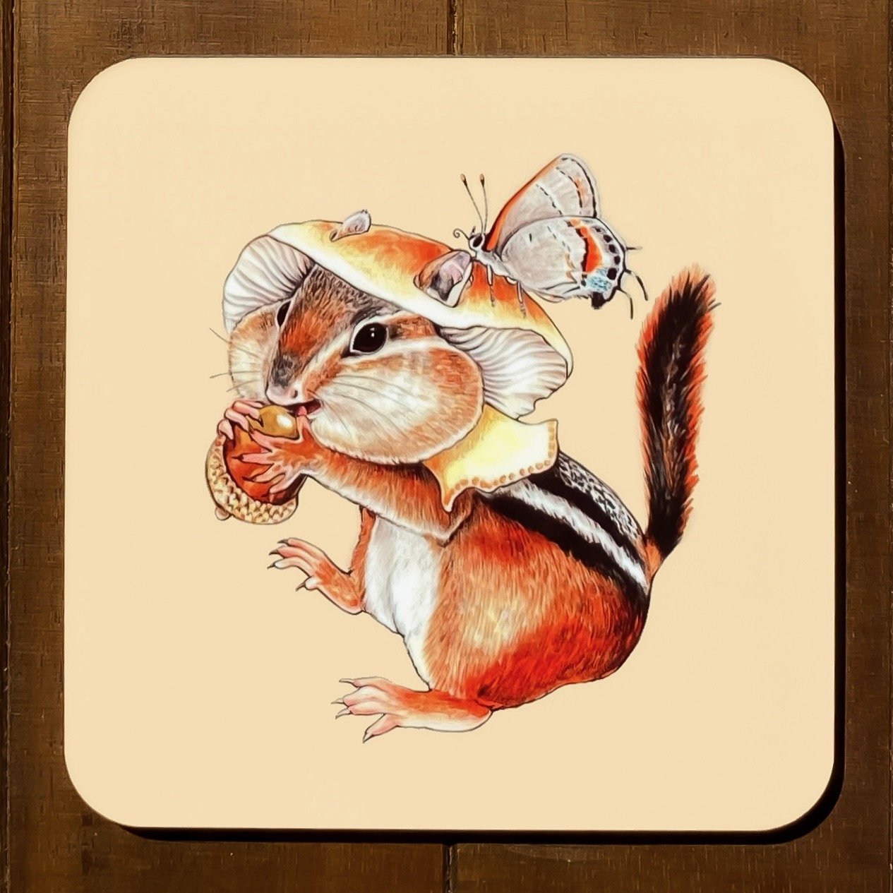 Mushroom-Capped Forest Friends Coaster Set