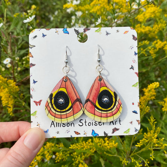 Hand-painted Io Moth Wing Earrings