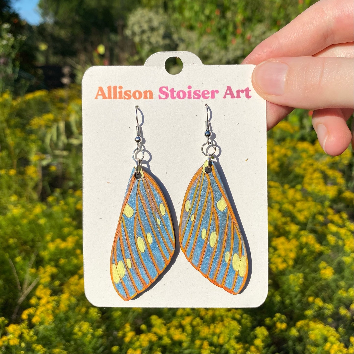 Hand-painted Regal Moth Wing Earrings