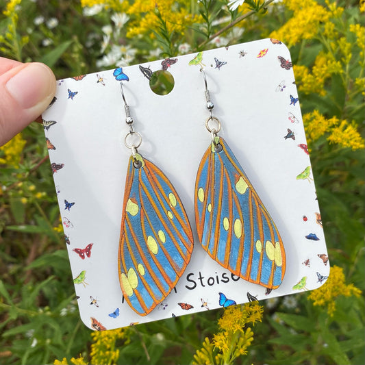 Hand-painted Regal Moth Wing Earrings
