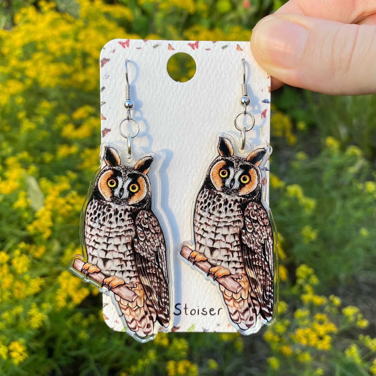 Acrylic Long-eared Owl Earrings