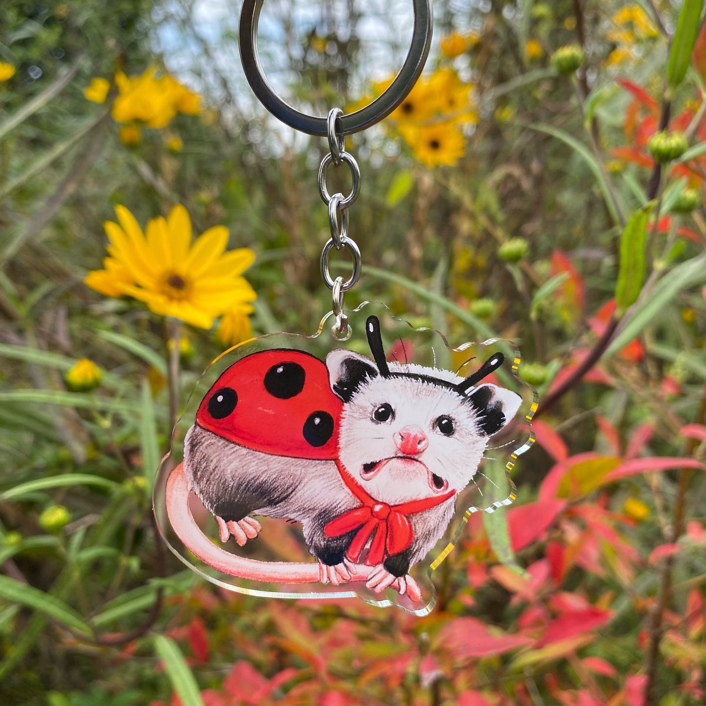 Ladybug Opossum Keychain