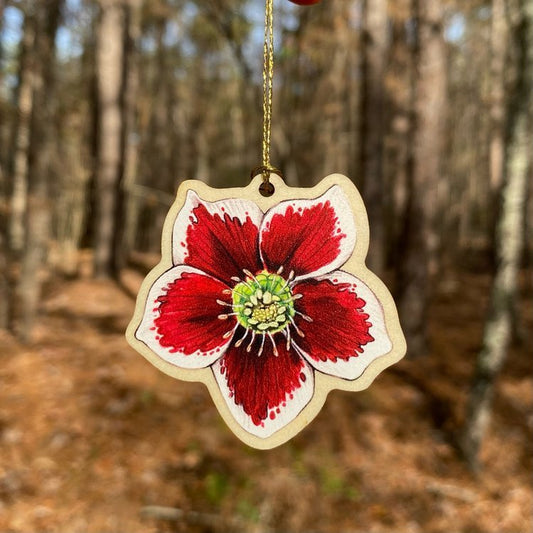 Small Lenten Rose Wood Print Ornament