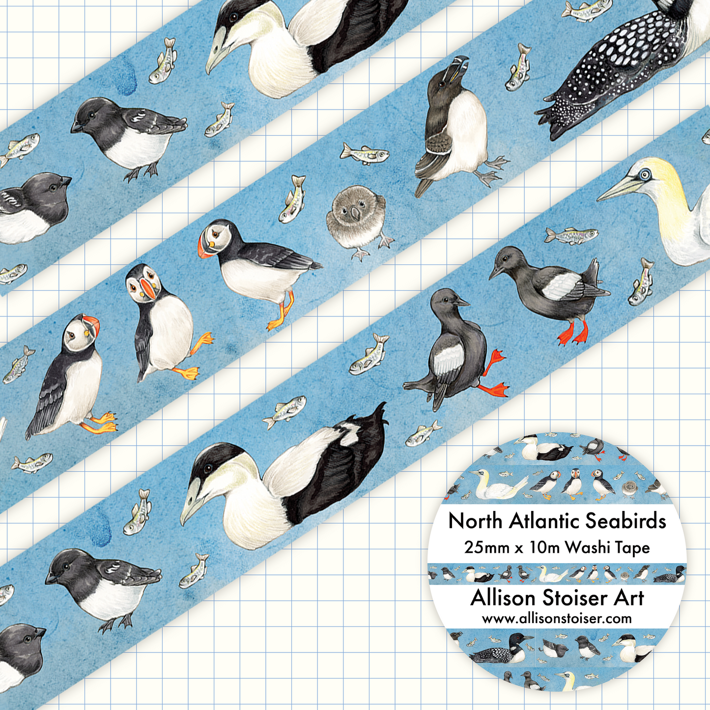 North Atlantic Sea Birds Washi Tape