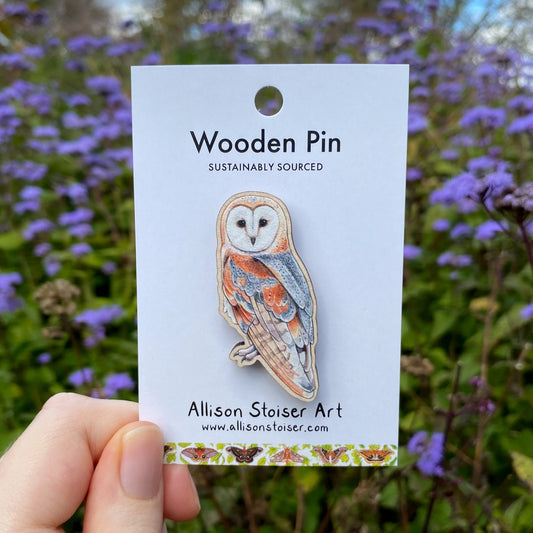 Barn Owl Wooden Pin (Sustainably Sourced)