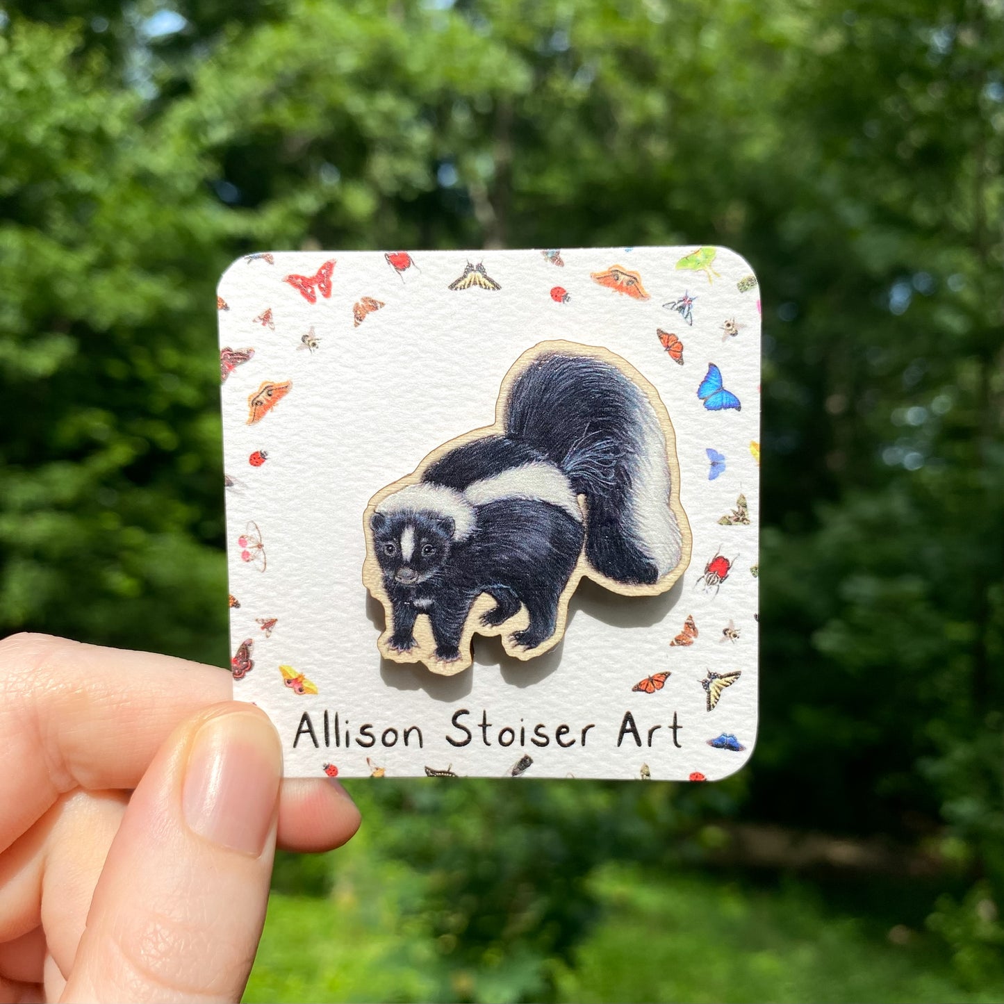 Striped Skunk Wooden Pin (Sustainably Sourced)