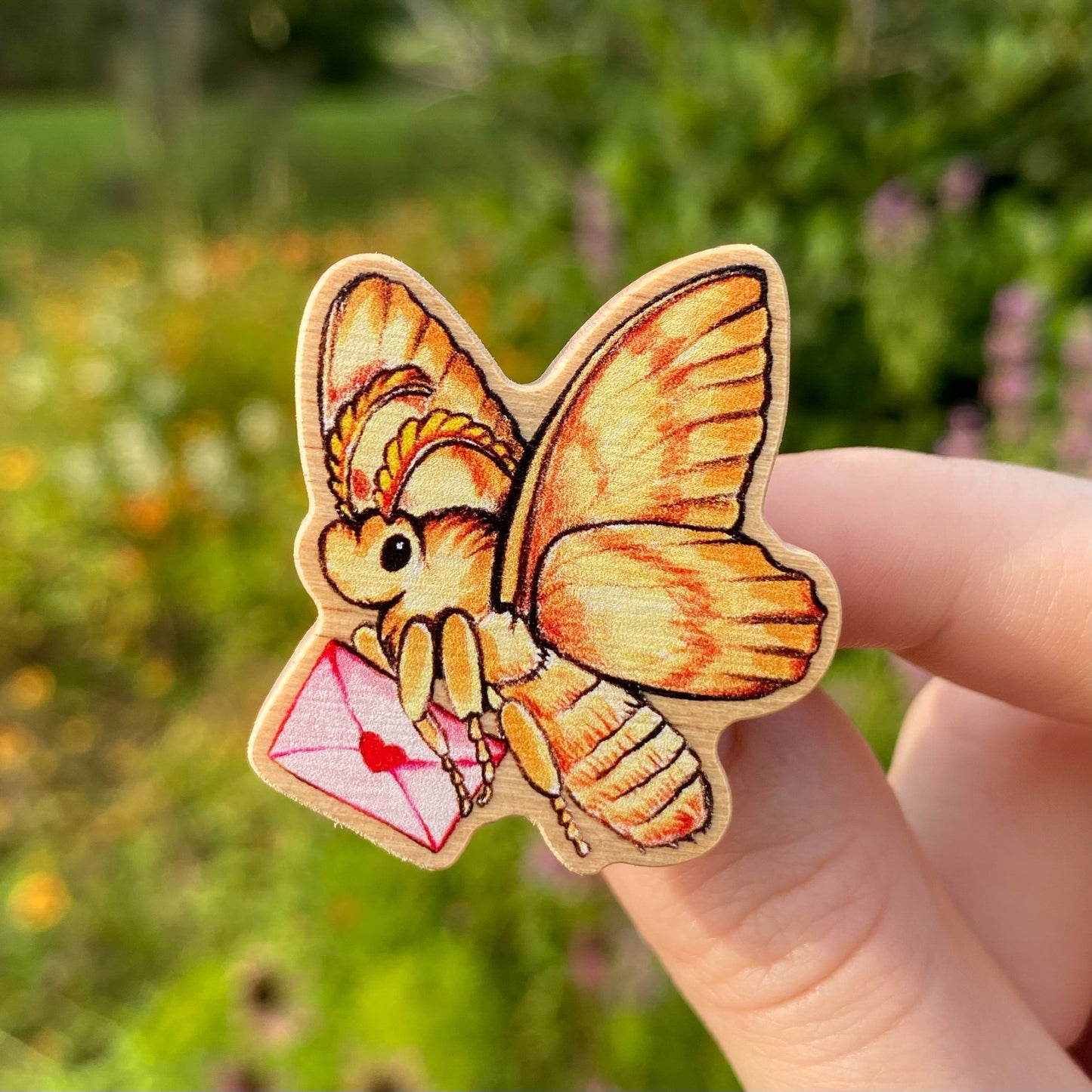 Love Letter Mail Moth Wooden Pin