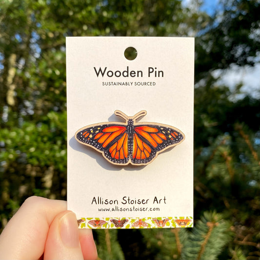 Monarch Butterfly Wooden Pin (Sustainably Sourced)