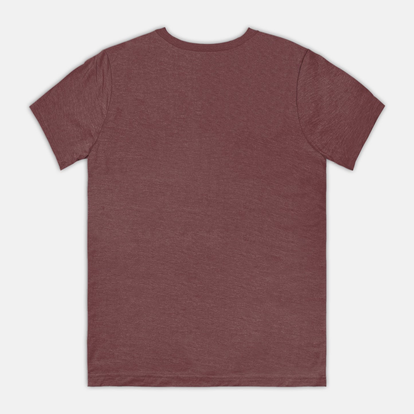 The back view of a plain burgundy t-shirt