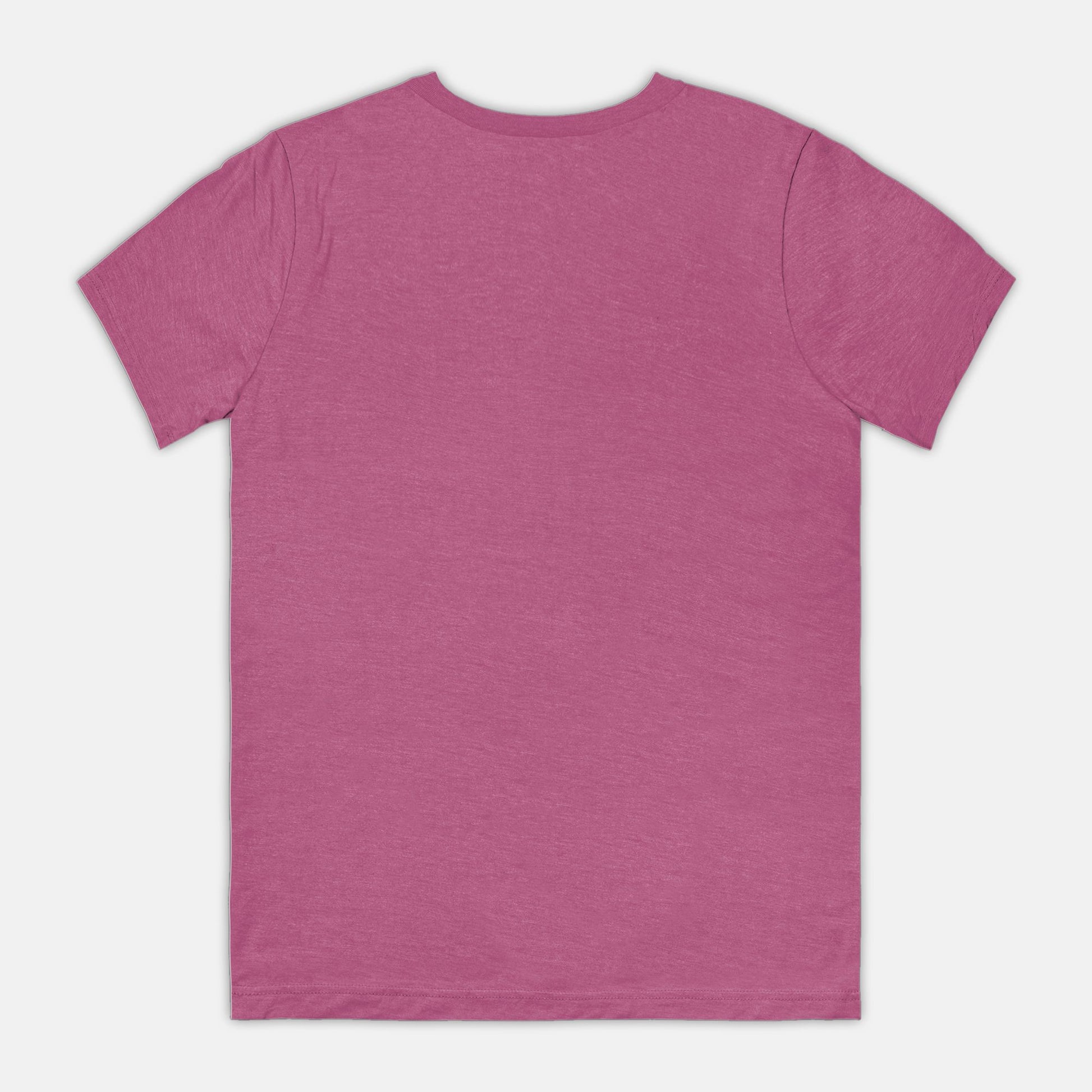 The back view of a plain magenta t-shirt