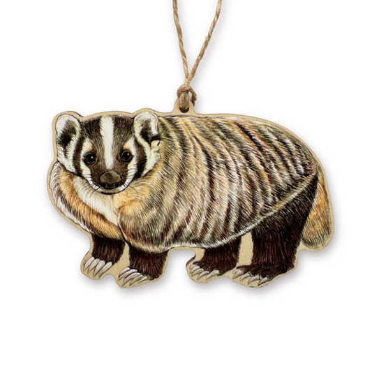 American badger ornament on a white background
