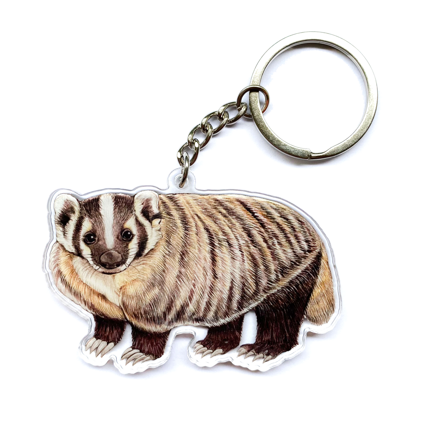 Keychain of a badger on a white background
