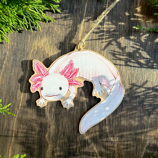 Axolotl Wood Print Ornament 