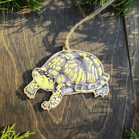 Eastern box turtle wood print ornament