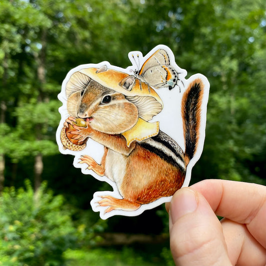 Honey Mushroom Chipmunk Weatherproof Vinyl Sticker