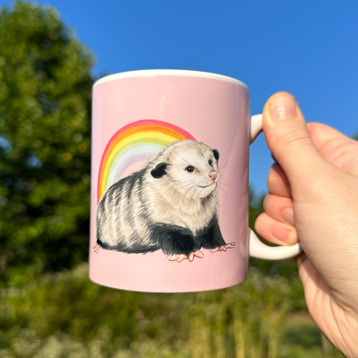 Happy the Opossum Rainbow Mug