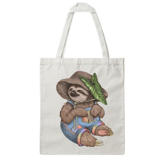Mushroom Hat Sloth Tote Bag