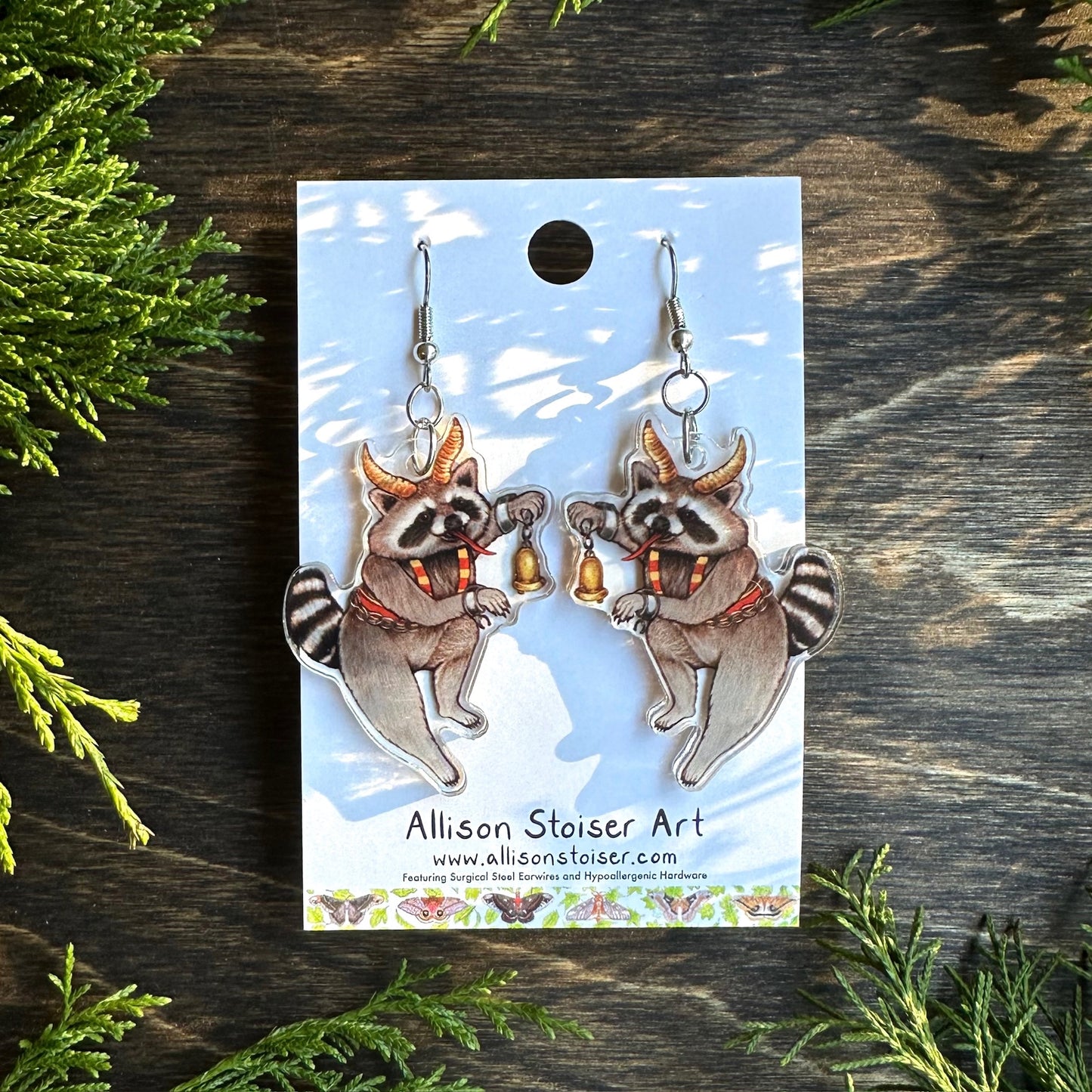 Krampus Raccoon Earrings