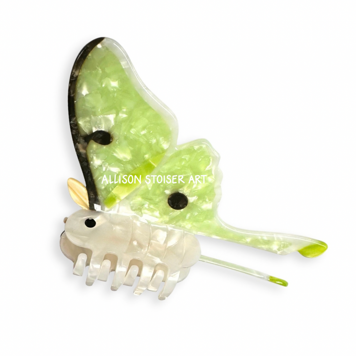 Luna moth hair claw side view