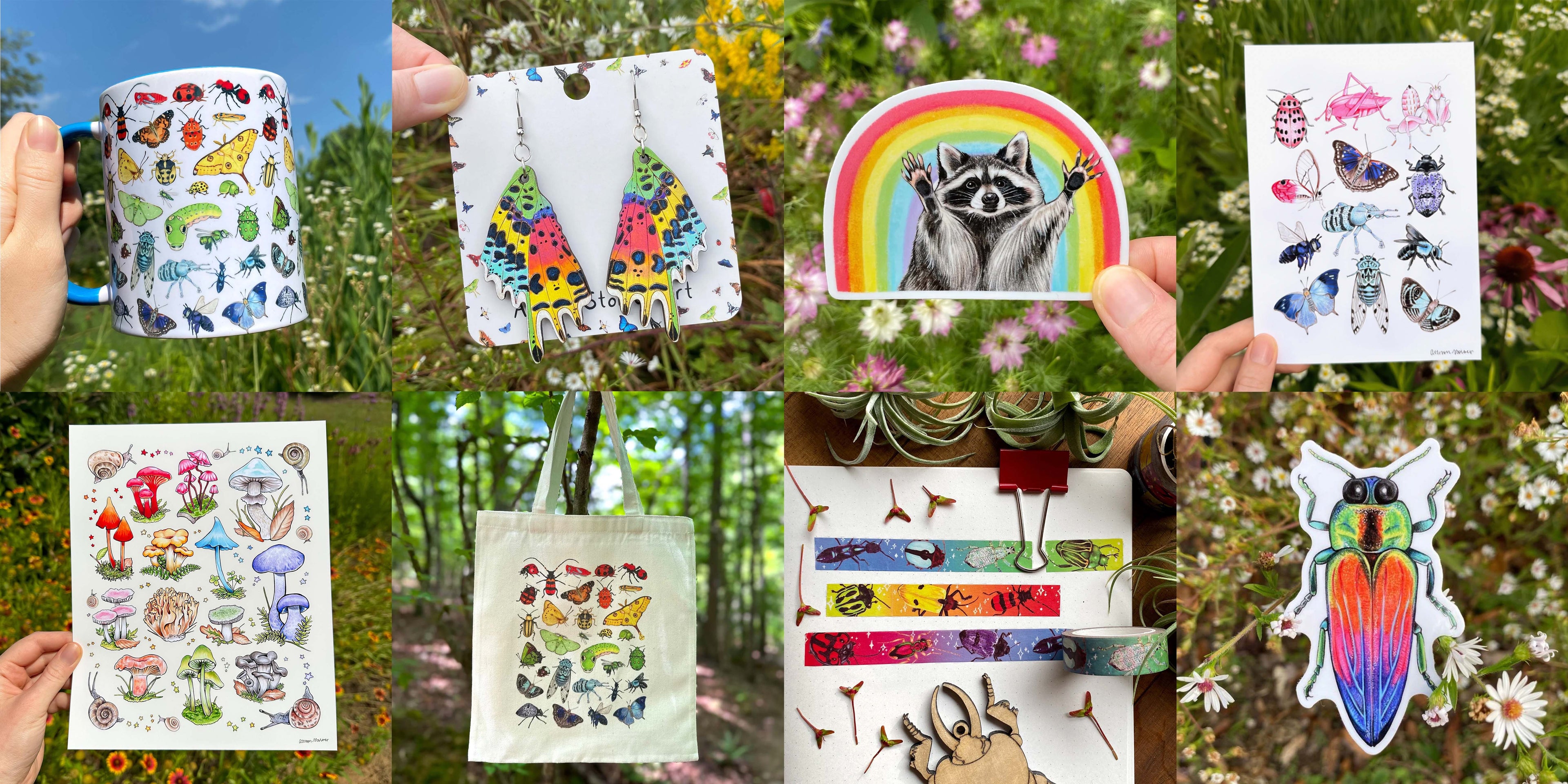 An array of pride items for sale in my shop