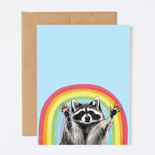 Rainbow Raccoon Greeting Card