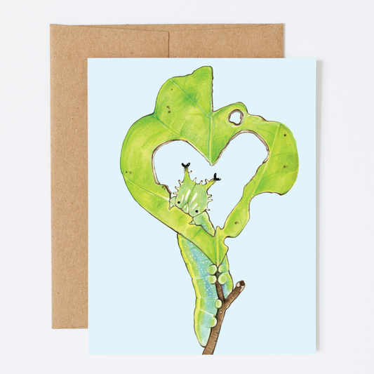 Cute Caterpillar with Heart Greeting Card
