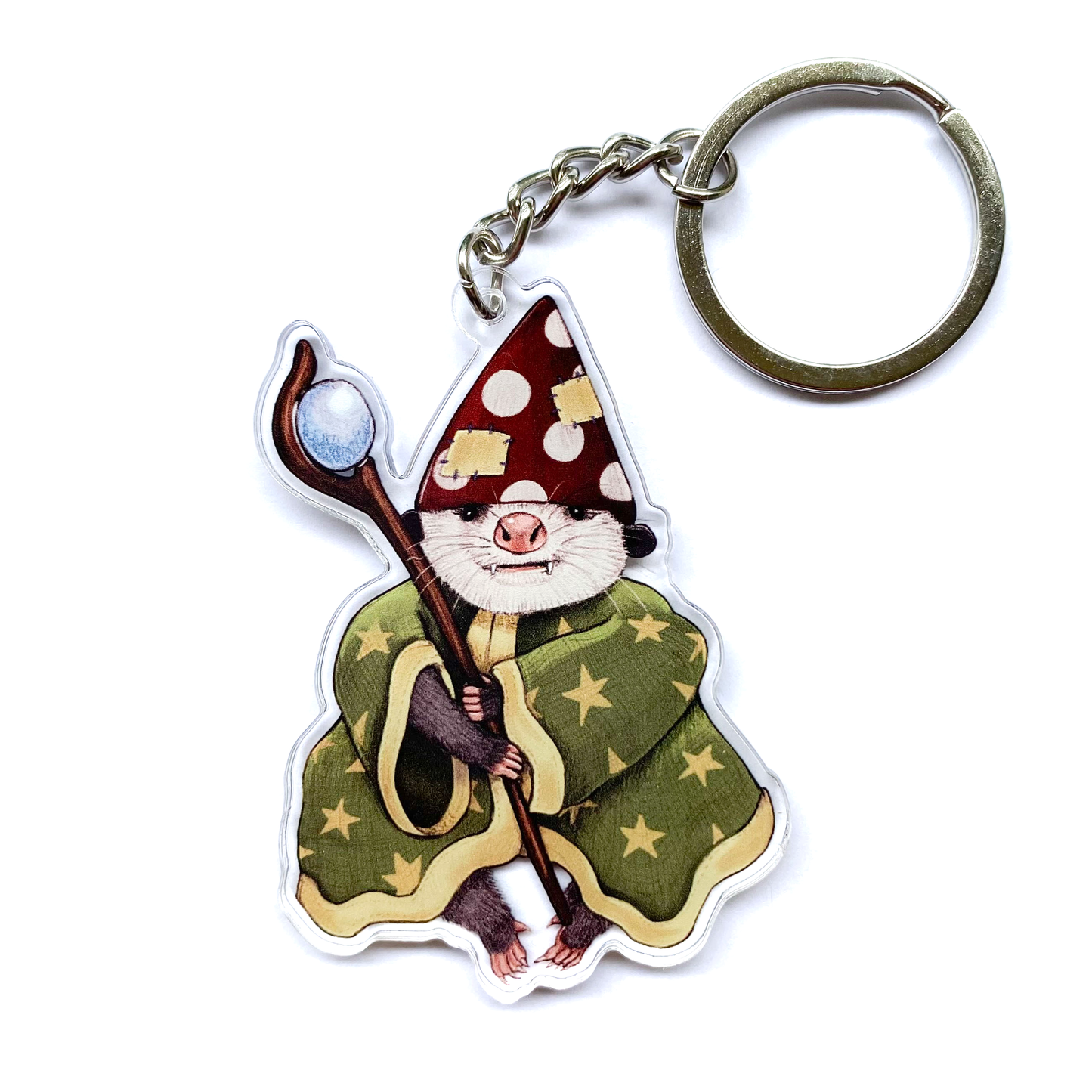 Silly Sorcerer Opossum Double-Sided Acrylic Keychain