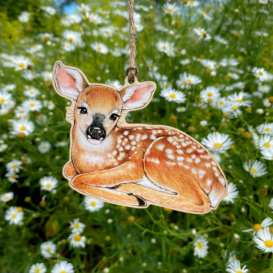 White-tailed Deer Fawn Wood Print Ornament