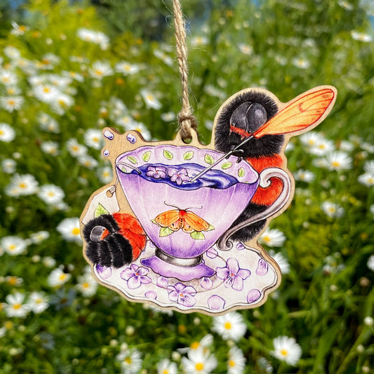 Woolly Bear Caterpillar Teacup Wood Print Ornament