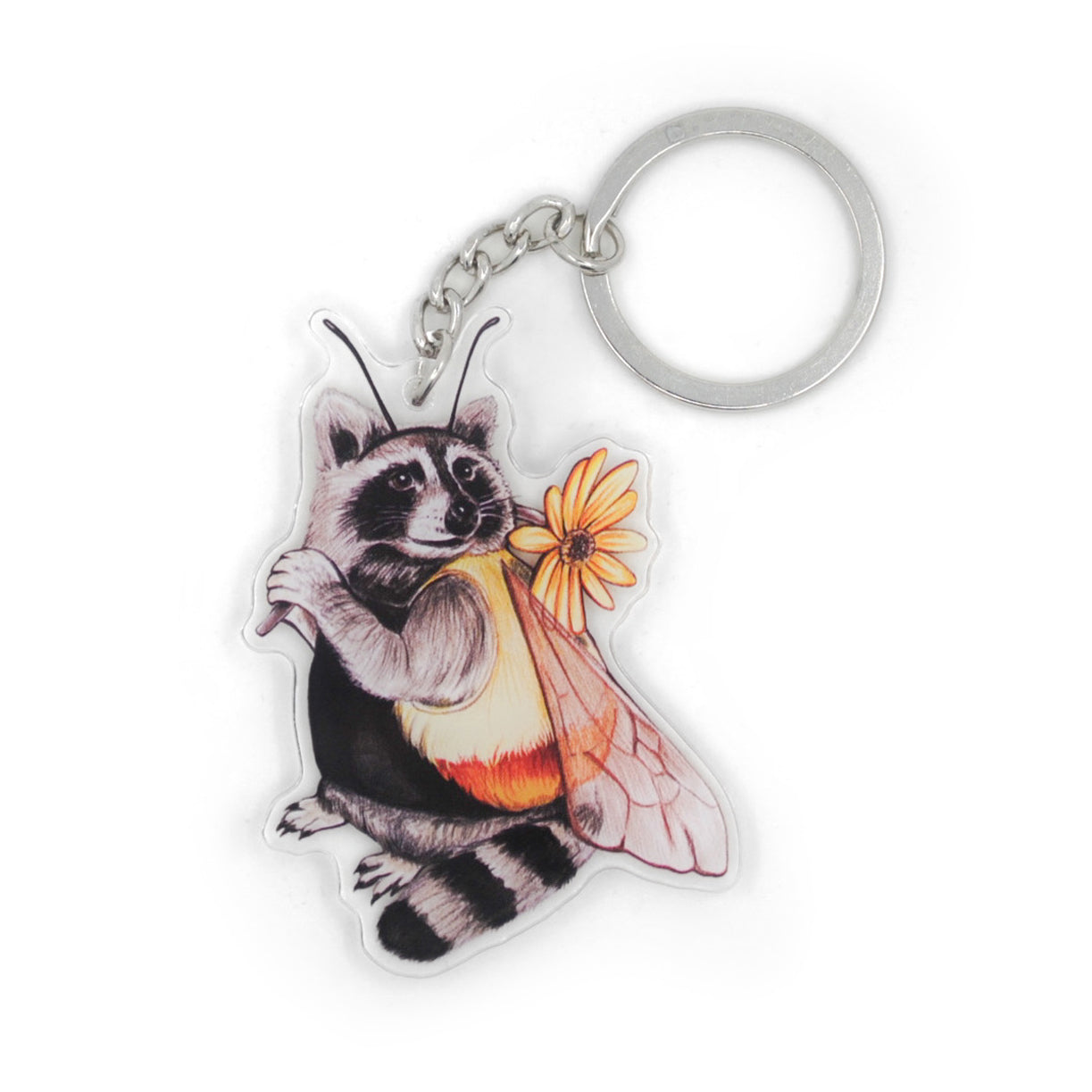 Bumble Bee Raccoon Keychain