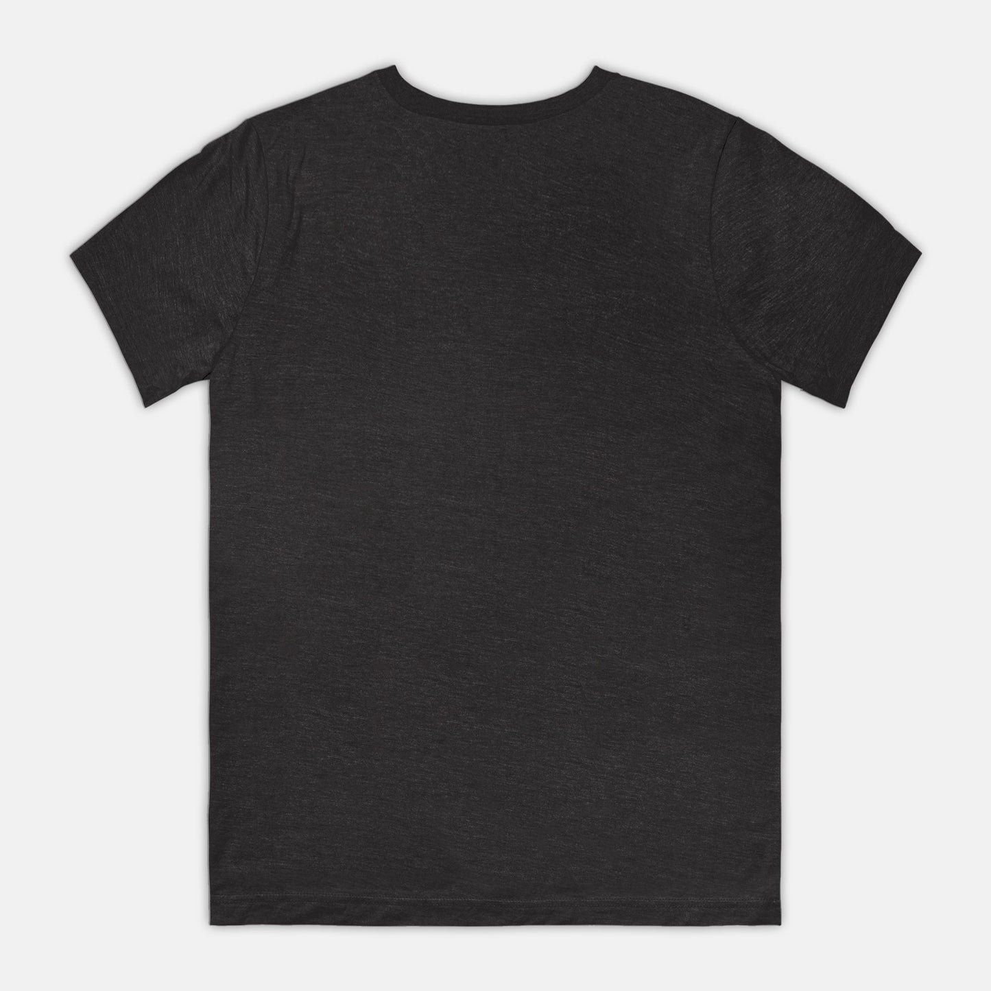 The back view of a plain black t-shirt