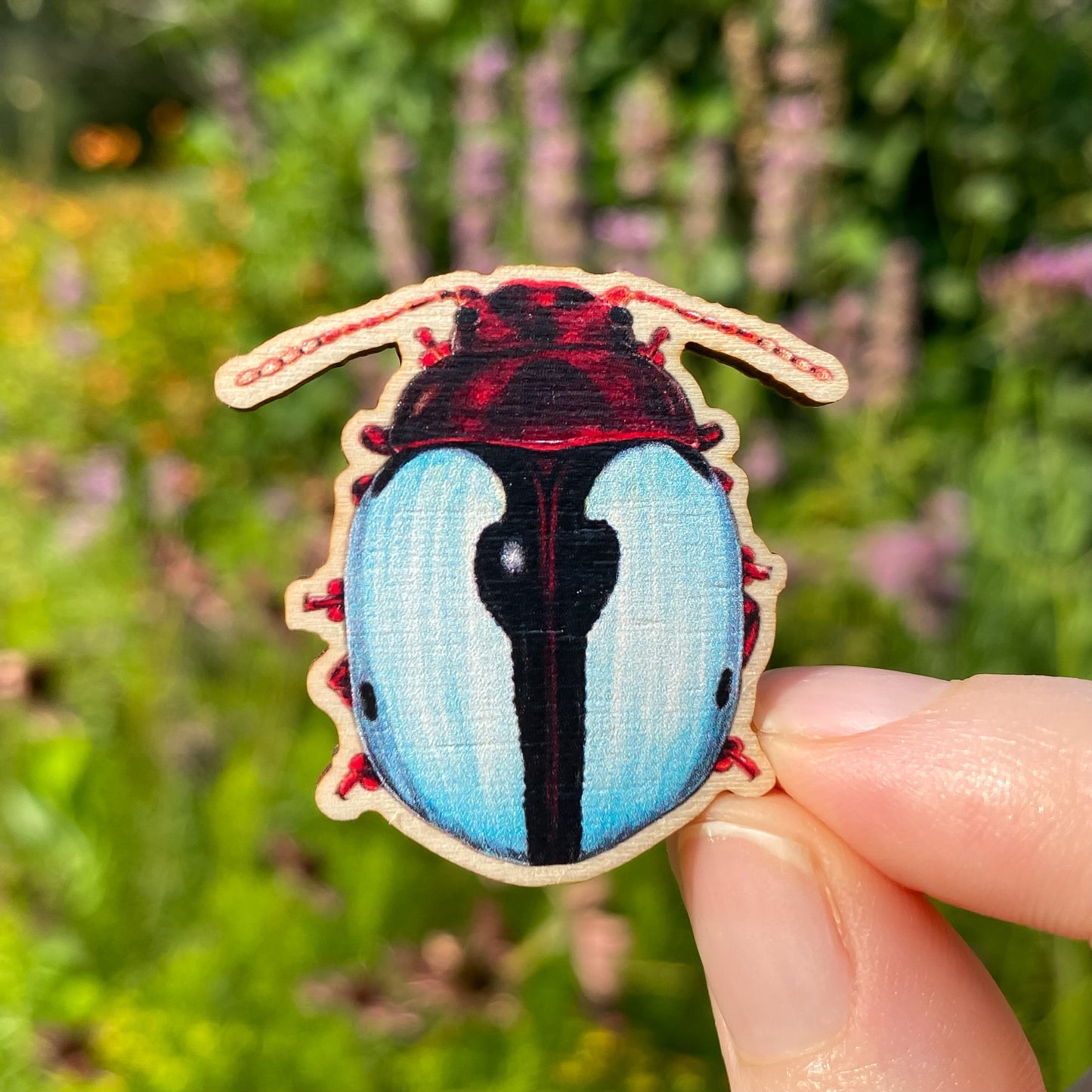 Mint and Brown Leaf Beetle Pin