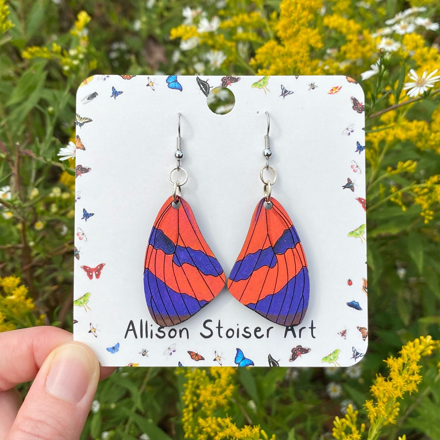 Hand-painted Pulchra Banner Butterfly Wing Earrings