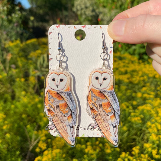Acrylic Barn Owl Earrings
