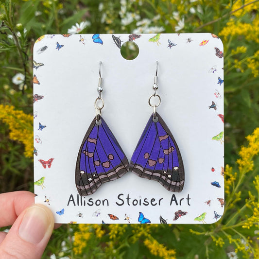 Hand-painted Agathina Emperor Butterfly Wing Earrings
