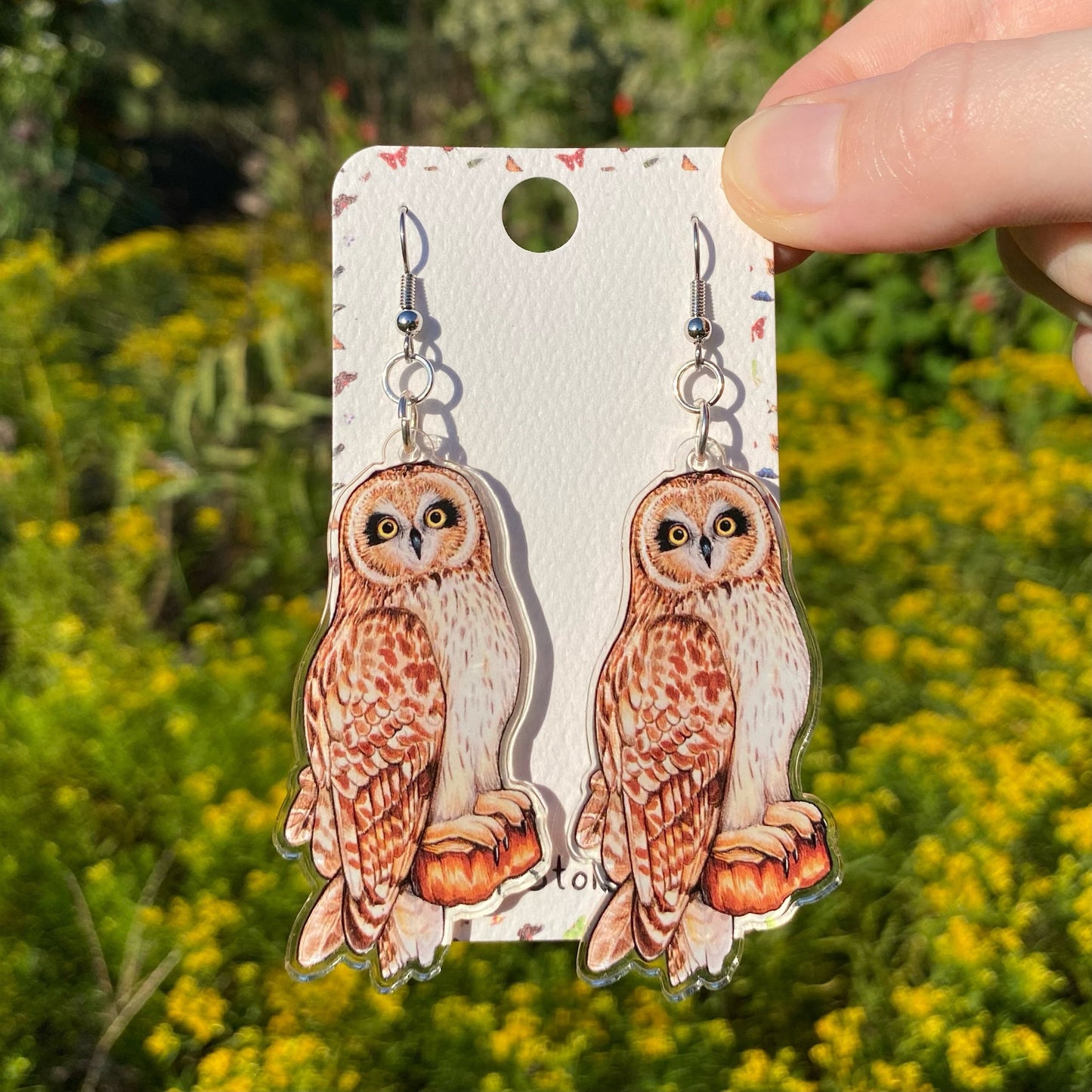 Acrylic Short-eared Owl Earrings