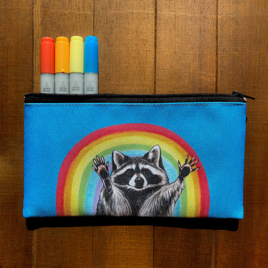 Rainbow Raccoon Zippered Pouch