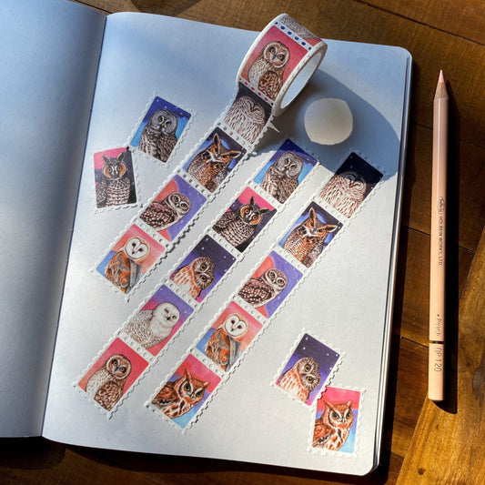 North American Owl Stamp Washi Tape
